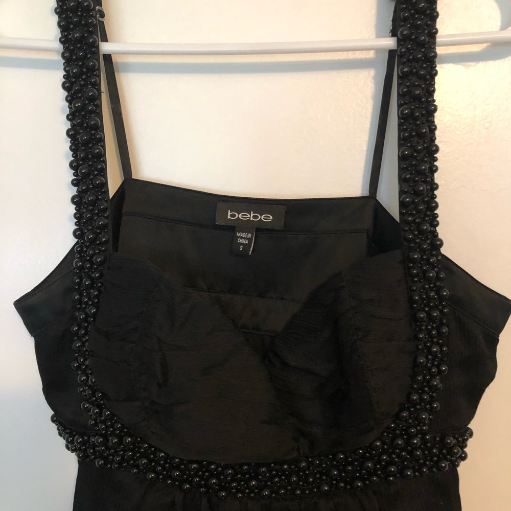 Bebe Black Silk Beaded Tank Camisole